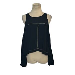 Lovers + Friends black cold shoulder long sleeves boho blouse size Small